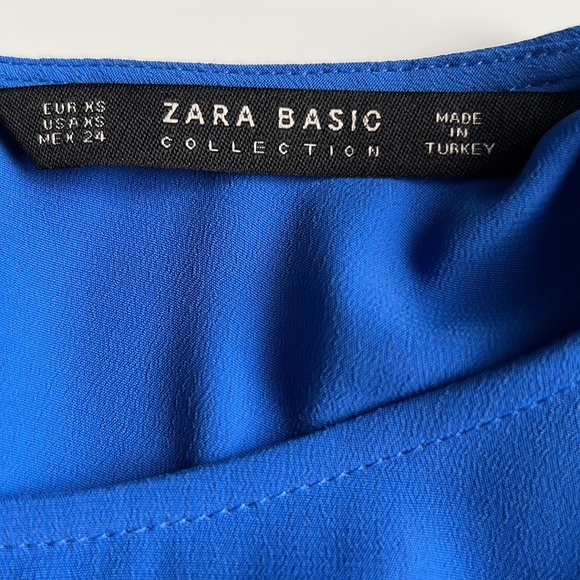 Zara royal blue blouse with gorgeous feminine bell sleeves with ruffle - Picture 12 of 12